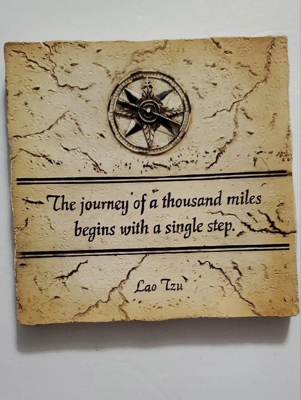 Inspirational Wall Plaque - Beige Compass Quote